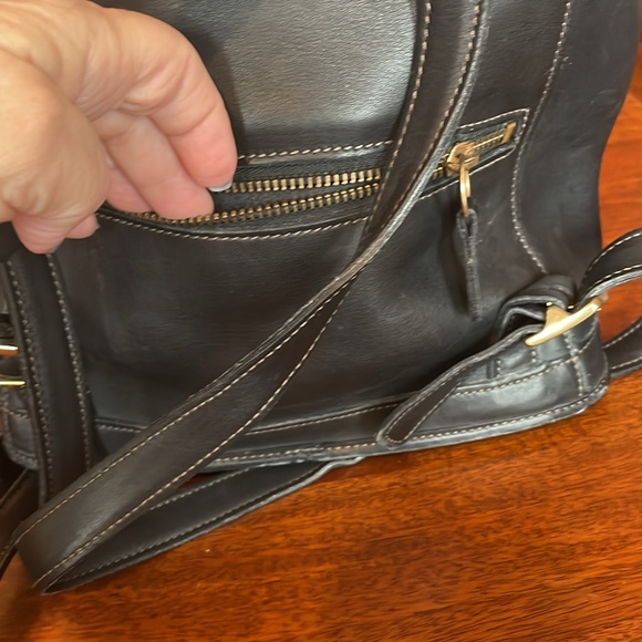 VINTAGE COACH BLACK LEATHER BACKPACK - Picture 5 of 13